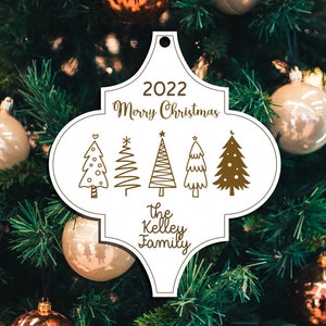 2023 Christmas Tree Family Ornament SVG File for Glowforge or Laser Cutter, Personalized Christmas Ornament, Family Name Christmas Ornament