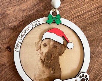 Engraved Photo Christmas Ornament, Pet Owner Gift, Framed Christmas Ornament, Engraved Pet Ornament, Engraved Picture Gift, Pet Photo Gift