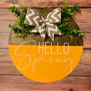 12&quot; Hello Spring Door Hanger, Hello Spring, Spring Flowers Door Hanger, Hello Spring Door Decor, Porch Decor