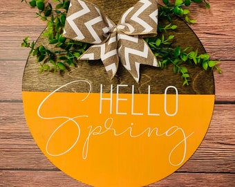 12" Hello Spring Door Hanger, Hello Spring, Spring Flowers Door Hanger, Hello Spring Door Decor, Porch Decor