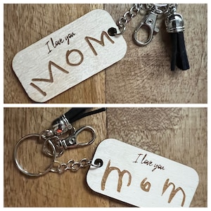 Kids Actual Handwriting Keychain, Custom Keychain, Valentines Day Gift, Memorial Gift, Gift for Mom, Personalized Engraved Wood Keychain