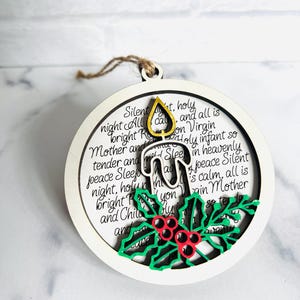 Stille Nacht Ornament SVG, Stille Nacht Texte graviertes Wortzeichen, Digital Cut File, Laser Holz SVG, Schneidevorlage Glowforge