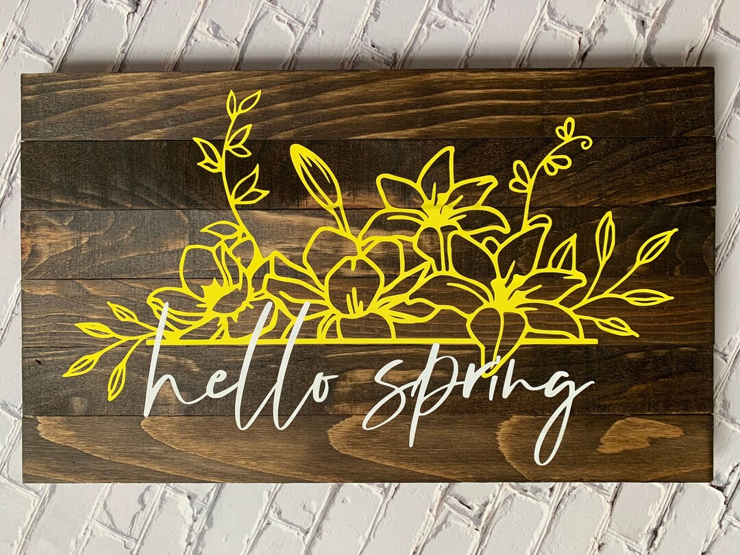 Hello Spring Sign, Wooden Spring Decor, Wood Spring Sign, Welcome Sign ...