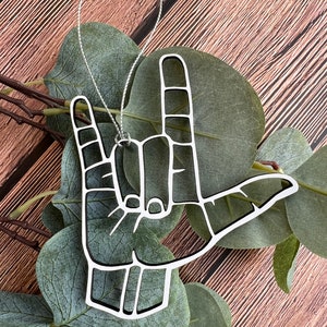 Kocham Cię ASL Ornament, Kocham Cię Hand Ornament, ASL Ornament, Kocham Cię ASL Sign Language Ornament, American Sign Language Ornament