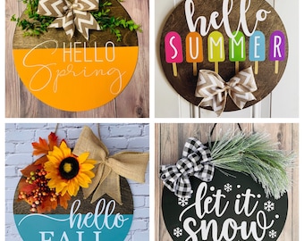 Set of 4 Best of the Seasons 4-pack of Door Hangers, Summer Door Hanger, Fall Door Hanger, Winter Door Hanger, Spring Door Hanger, Welcome
