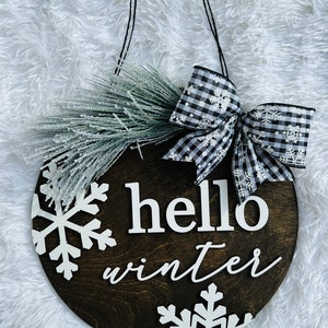 3D Hello Winter Door Hanger SVG, 12 Hello Winter Sign SVG, Winter Door DecorvSVG, After Christmas Door Wreath Svg, Winter Door Wreath SVG image 4