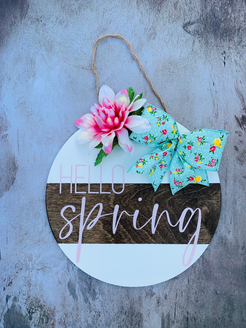 12 Hello Spring Door Hanger Hello Spring Door Wreath Etsy