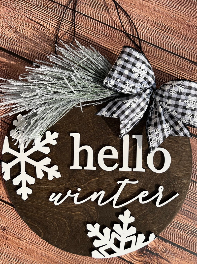 3D Hello Winter Door Hanger SVG, 12 Hello Winter Sign SVG, Winter Door DecorvSVG, After Christmas Door Wreath Svg, Winter Door Wreath SVG image 3