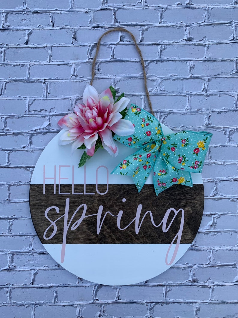 12 Hello Spring Door Hanger Hello Spring Door Wreath Etsy