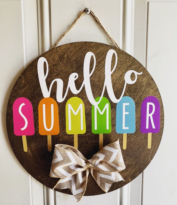 Hello Summer Door Hanger, Front Door Sign, Popsicle Summer Wreath for Front Door, Summer Door Hanger, Summer Door Wreath, Hello Summer Sign