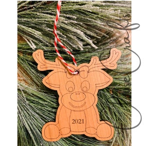 Reindeer Ornament SVG, SVG Reindeer Ornament Boy & Girl, Laser Engraved Christmas Ornament, SVG File for Glowforge, Ornament with Names
