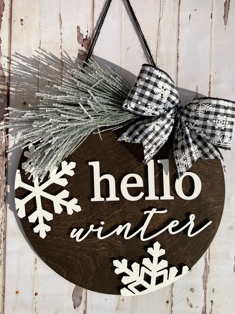 3D Hello Winter Door Hanger SVG, 12 Hello Winter Sign SVG, Winter Door DecorvSVG, After Christmas Door Wreath Svg, Winter Door Wreath SVG image 5