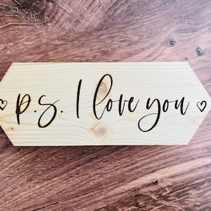 P.S. I Love You, Engraved Love Block, Coffee Bar Sign, Tiered Tray Decor, Decor for Tiered Trays, Valentines Day Decor, Engraved Valentines