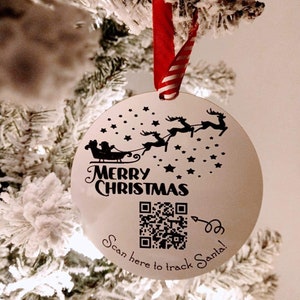 Santa Tracker Ornament svg png, QR Code Santa Tracker Ornament SVG, Engraved Christmas Santa Tracker Ornament, Kids Christmas Ornament svg