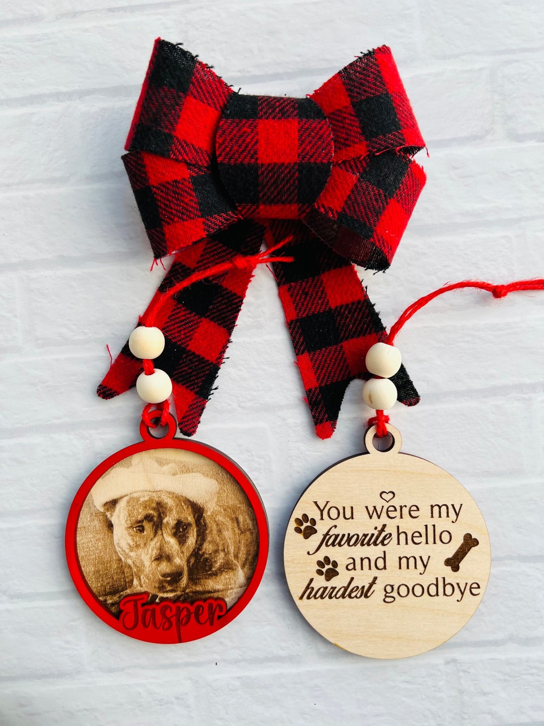 Pet Memorial Ornament With Picture, Pet Portrait Ornament, Dog Loss