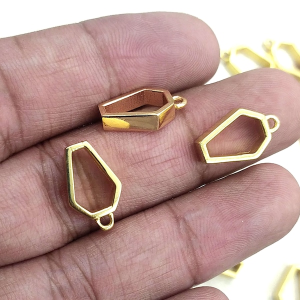10Pcs Taper Shape Open Back Bezel Charm Frames | 8x12mm Small Resin Bezels | Gold, Silver, Rose Gold, Black | DIY Resin Jewelry Settings |