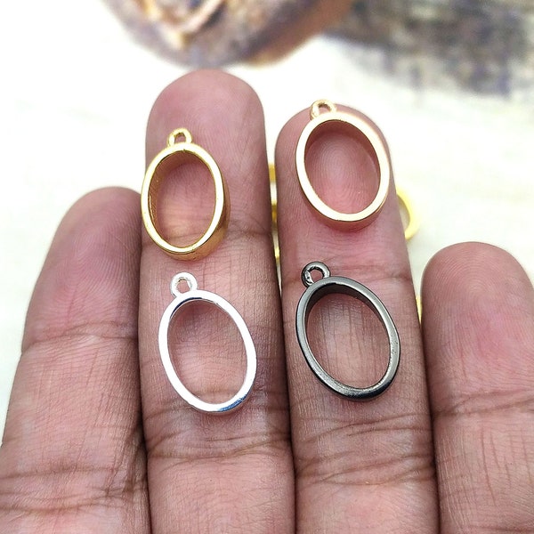 Oval Charm Bezels: Brass Open Back Frames for Resin Jewelry