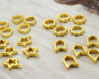 20 piezas de biseles abiertos - Biseles en bruto - Biseles para colgantes - Biseles para dijes - Biseles para resina - Biseles para collares de resina - Biseles con forma de estrella, triángulo, flor y cometa