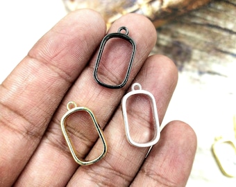 Marcos colgantes con bisel abierto, biseles traseros abiertos para joyería de resina (12 x 22 mm). Dijes para pulseras. Piezas en blanco con forma de cápsula para joyería, marco vacío.