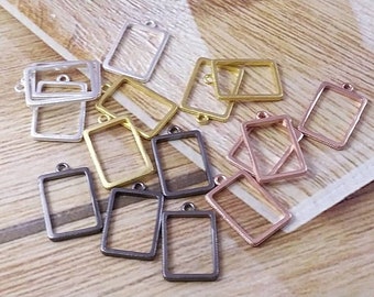 Rechteckige Rahmen mit offener Rückseite, Harzschmuckherstellung (18 x 30 mm, 4 Stück)