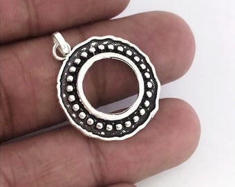 Colgante con marco biselado de 22 mm / Colgante redondo con parte trasera abierta / Base metálica para joyería DIY / Ideal para manualidades y elaboración de joyas