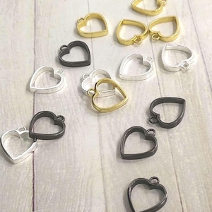 Marcos con dijes de corazón de 16 x 16 mm para colgantes y pendientes DIY. Pequeños biseles para colgantes de corazón.