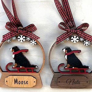 Decorazione natalizia con slitta trainata da cani da montagna bernese, decorazione con cane da montagna bernese, decorazione per cani, Natale bernese, fatta a mano