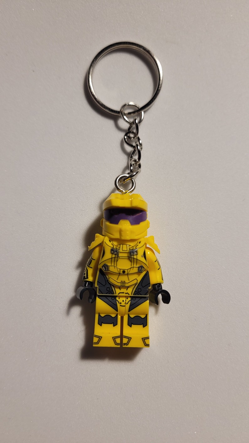 Custom Halo Master Chief Minifigure Keychain Brick Keychain Etsy