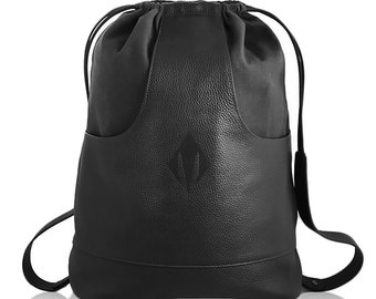 Nomad Bag - Leather Bag - Drawstring Bag - Carry on Backpack