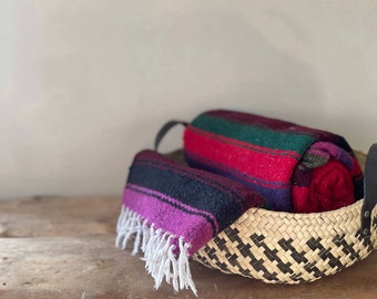 Unique Handmade Cotton Throw Blanket with Fringe, Imported from Oaxaca, Mexico, Mexican Blanket, Aztec