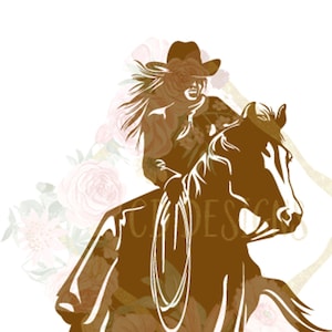 Cow Girl Horse Decal | Cow Girl Horse Car Decal | Equestrian