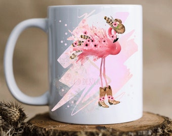 Cowgirl Pink Flamingo Coffee Mug, Cute Flamingo Coffee Mug,  Country Coffee Mug, Flamingo Lovers,  11 0z, 15 0z