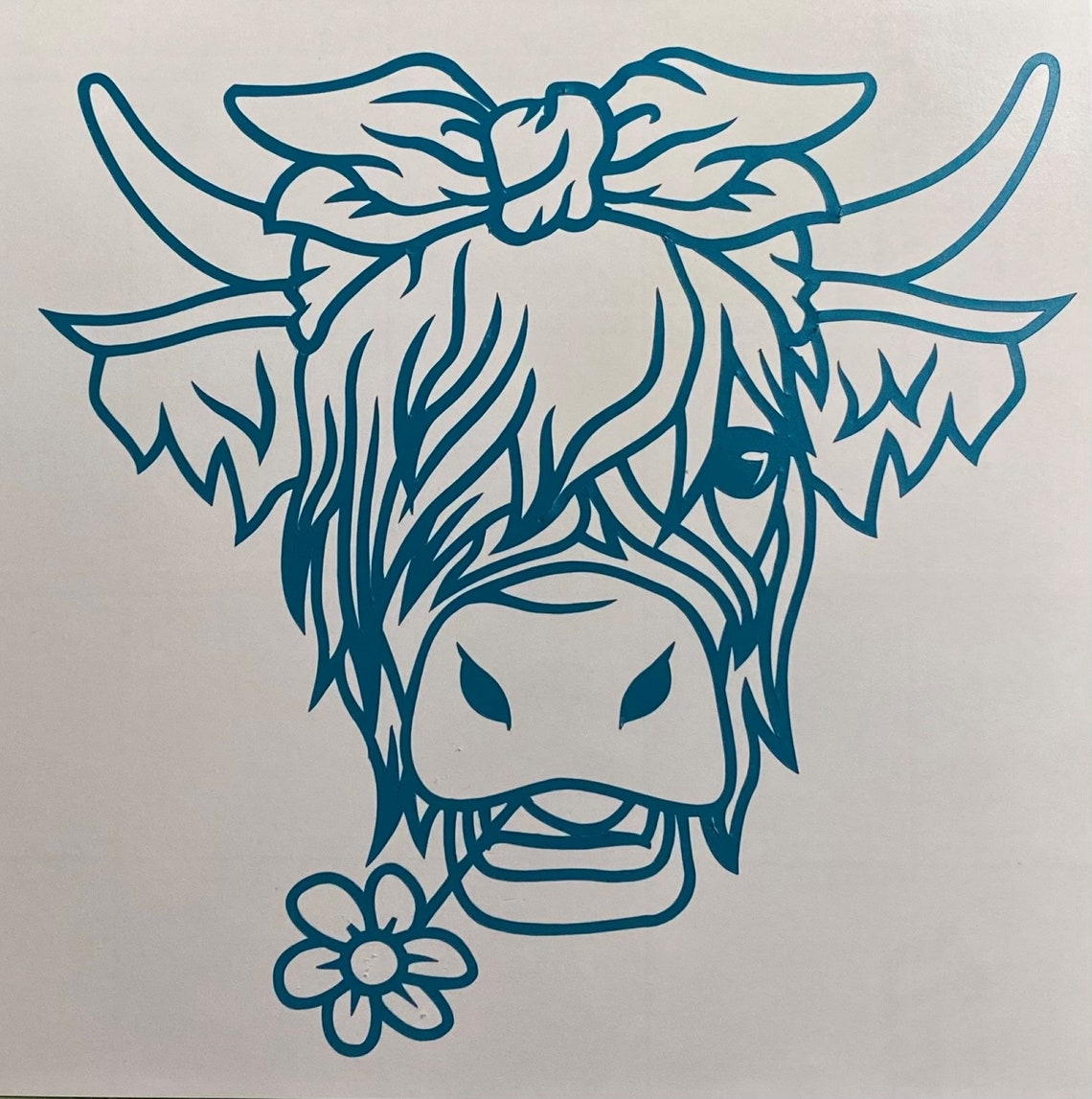 Highland Cow Floral Decal Highland Cow Car Decal Car Decal Etsy