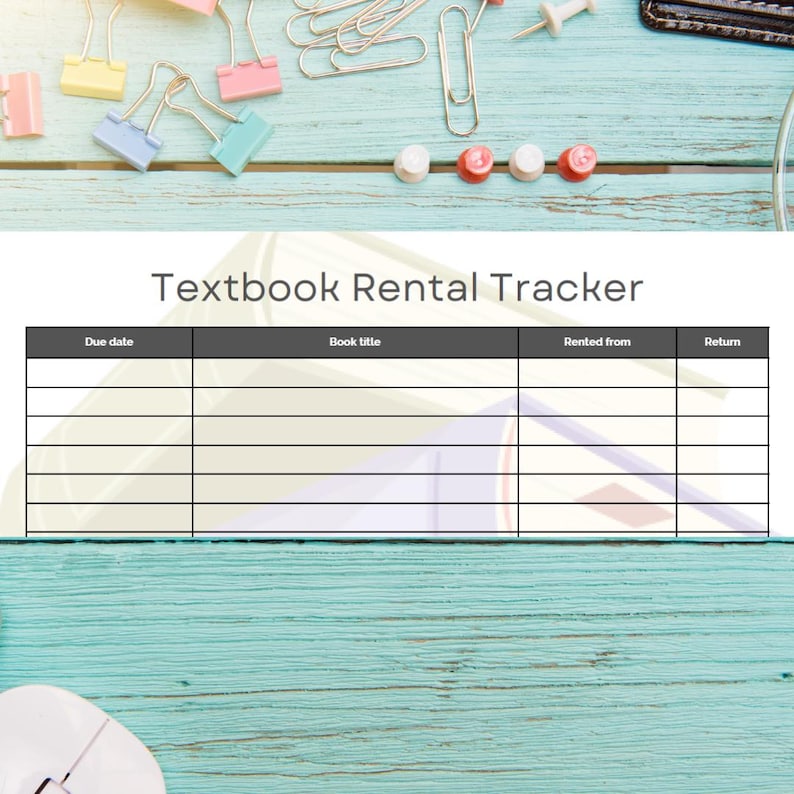 Textbook Rental Tracker Instant Download - Etsy