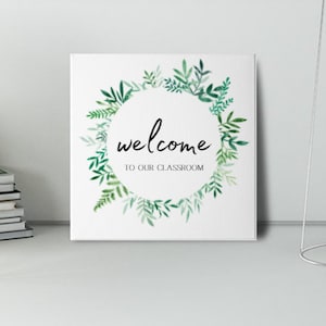 Placa do professor para impressão - Placa da sala de aula - Decoração da escola - Bem-vindo à nossa sala de aula - Arquivo digital de volta às aulas