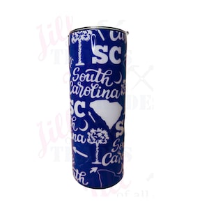 25oz I Love SC Full Wrap Tumbler Blue & White