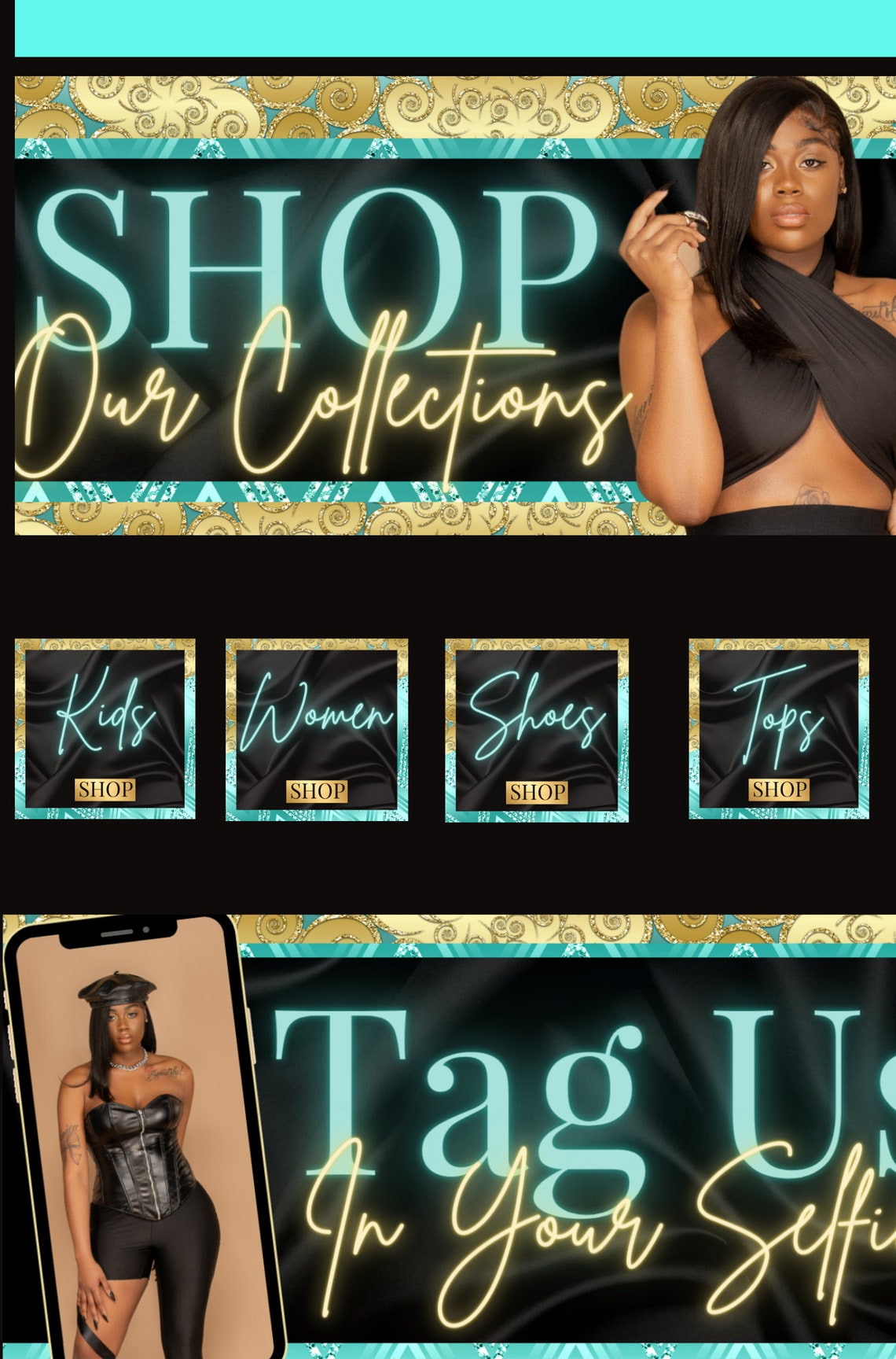 DIY Canva Template Shopify Website Theme Template Turquoise - Etsy UK