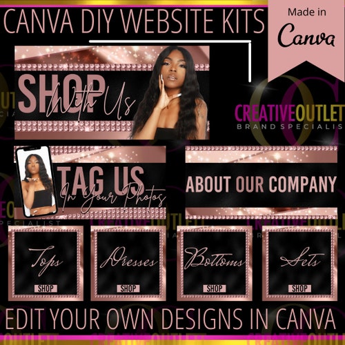 Rose Gold Canva Diy Templates Etsy