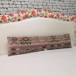 Large Kilim Pillow 10x40 inches Turkish Throw Pillow Cover Lumbar Pillow Long Pillow cushion Boho Pillow Cover Decorative kilim Pillow Cover