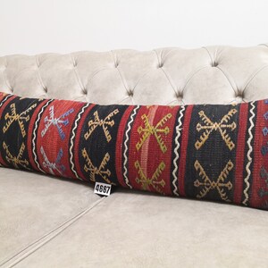Turkish Kilim Lumbar Pillow 10x36 inches Handmade Pillow cover Pillow cushion Home Design Pillow Sofa Pillow Cover Home Decoration pillow