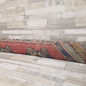 Turkish Slim Long Rug Pillow Cover 8x48 inches Anatolian Long Carpet Lumbar Pillow, Handmade Wool Cushion, Rug Pillow, Long Cushion Cover