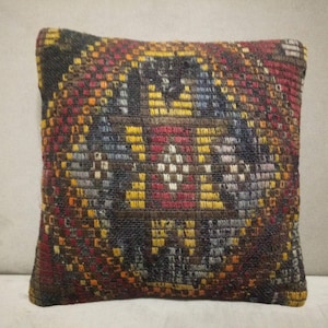 Turkse Cicim kussen 14 x 14 inch Vintage Anatolische kelim kussensloop sofa kussensloop woondecoratie kussen Turkse kelim kussen kussen