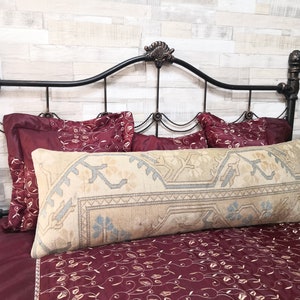 Turkish Vintage Bedding Rug Pillow 16x48 inches Handmade Carpet lumbar pillow Turkish Rug Pillow Cover Anatolian Long Carpet Lumbar Pillow