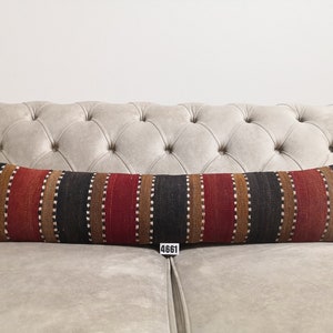 Lumbar Kilim Pillow 8x36 Vintage Lumbar Pillows Handmade Pillow Bohemian Pillow Sofa Pillow Small size Pillow Cover Kilim Pillow Cover