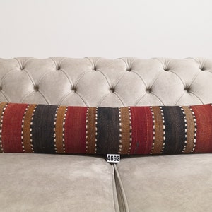 Kilim Lumbar Pillow 8x36 Vintage Lumbar Pillows Handmade Pillow Bohemian Pillow Sofa Pillow Small size Pillow Cover Kilim Pillow Cover