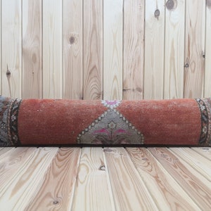 Vintage Long Rug Pillow Cover 8x36 inches Anatolian Long Carpet Lumbar Pillow Handmade Authentic Wool Cushion Rug Pillow Long Cushion Covers