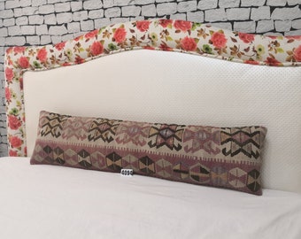 Long Kilim Pillow 10x40 inches Turkish Throw Pillow Cover Lumbar Pillow Long Pillow cushion Boho Pillow Cover Decorative kilim Pillow Cover