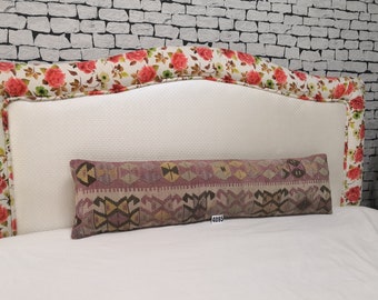 Kurdish Kilim Pillow 10x40 inches Turkish Rug Pillow Cover Lumbar Pillow Long Pillow cushion Boho Pillow Cover Decorative kilim Pillow Cover
