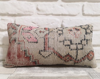 Lumbar Rug Pillow Cover 8x16 inches Turkish Vintage Carpet Lumbar Sofa Pillow Cover Home Decoration Carpet pillow Decorative Pillow Cushion