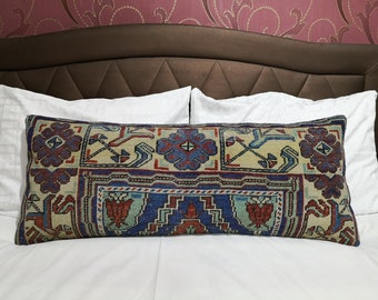 Lumbar Big Pillow 16x40 inches Turkish Anatolian Kilim Lumbar Pillow Big Pillow Cover Home Decoration pillow Decorative Pillow Home Decor